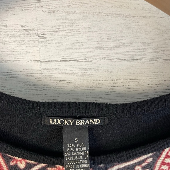 Lucky Brand Dress Womens S Black Aztec Geometric Tribal Cashmere Blend Boho Chic - Picture 6 of 10